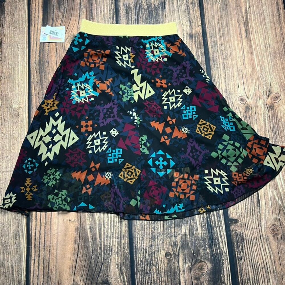 NWT LuLaRoe Women's A-Line Midi Skirt Sizeā Small Multicolor Geometric Print